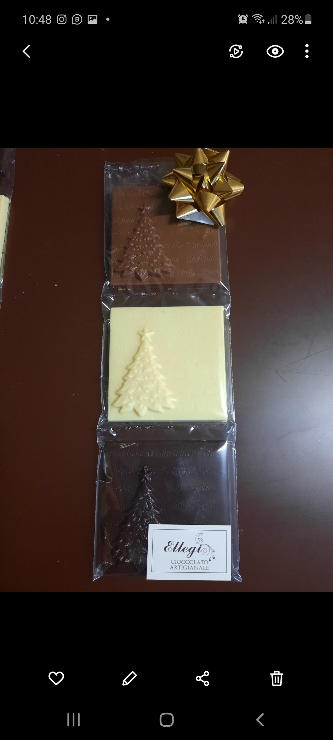 Tris mattonelline natalizie al cioccolato bianco latte e fondente